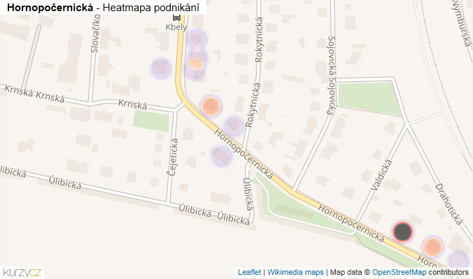 Mapa Hornopočernická - Firmy v ulici.