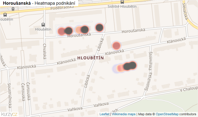 Mapa Horoušanská - Firmy v ulici.