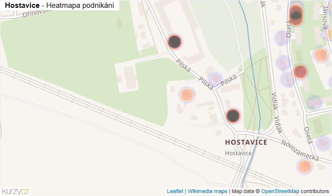 Mapa Hostavice - Firmy v části obce.