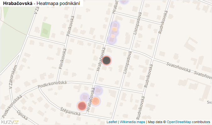 Mapa Hrabačovská - Firmy v ulici.
