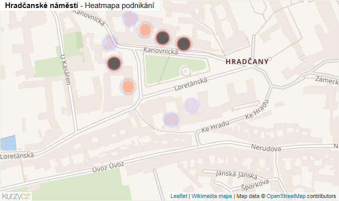 Mapa Hradčanské náměstí - Firmy v ulici.