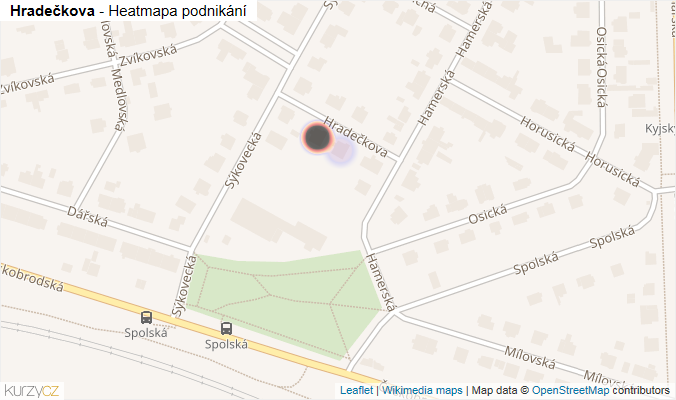 Mapa Hradečkova - Firmy v ulici.