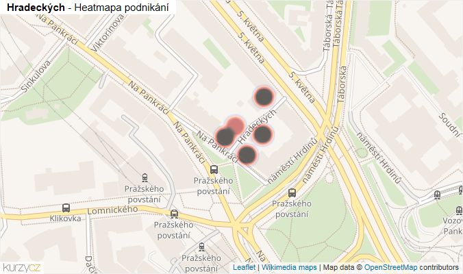 Mapa Hradeckých - Firmy v ulici.