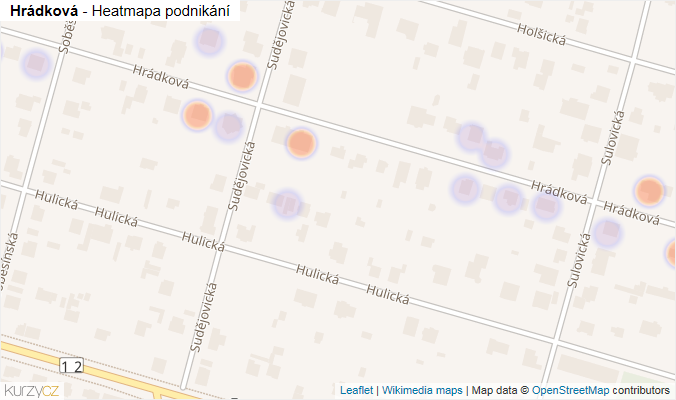 Mapa Hrádková - Firmy v ulici.