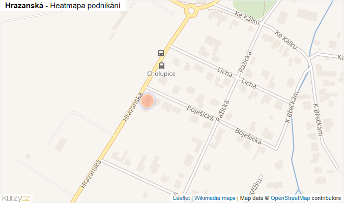 Mapa Hrazanská - Firmy v ulici.
