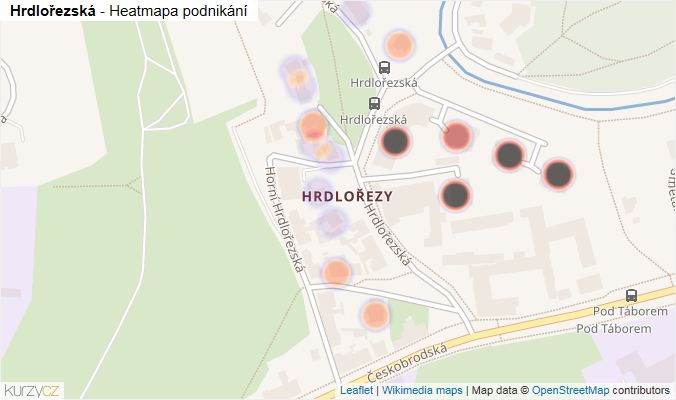 Mapa Hrdlořezská - Firmy v ulici.