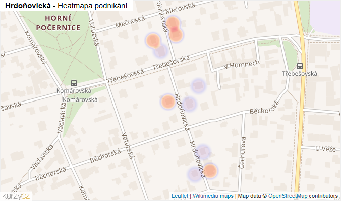 Mapa Hrdoňovická - Firmy v ulici.