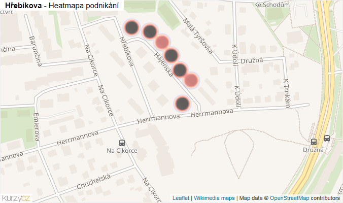Mapa Hřebíkova - Firmy v ulici.