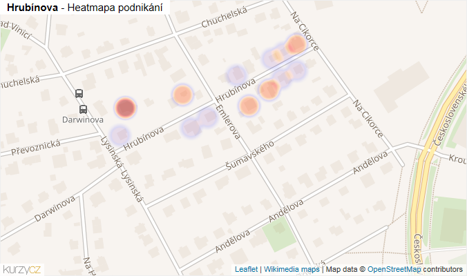 Mapa Hrubínova - Firmy v ulici.