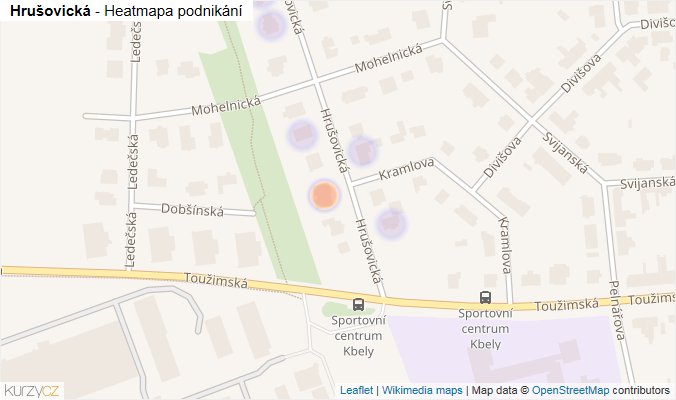 Mapa Hrušovická - Firmy v ulici.