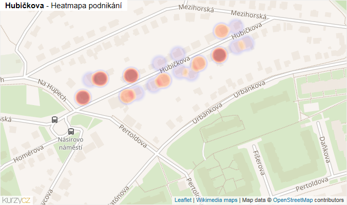 Mapa Hubičkova - Firmy v ulici.