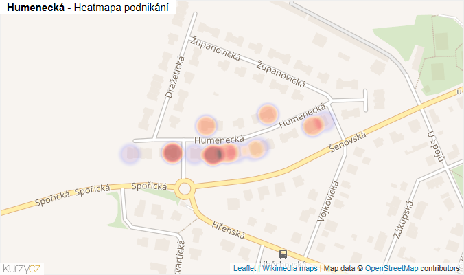 Mapa Humenecká - Firmy v ulici.