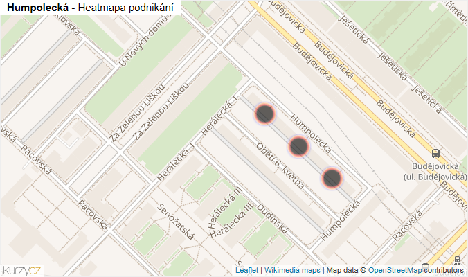 Mapa Humpolecká - Firmy v ulici.