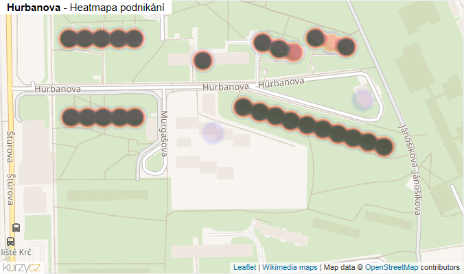 Mapa Hurbanova - Firmy v ulici.