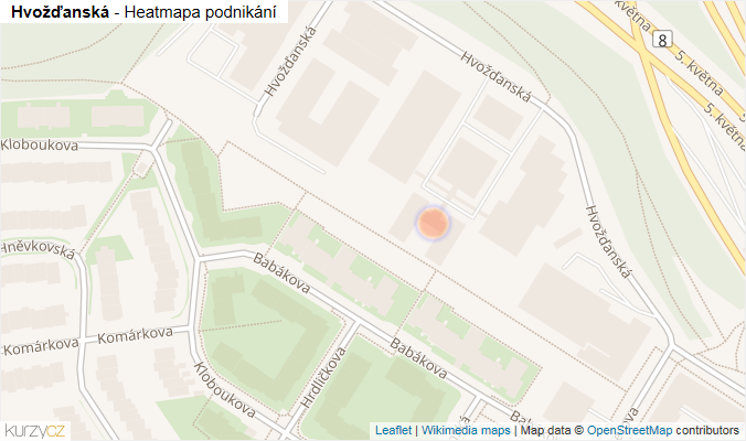 Mapa Hvožďanská - Firmy v ulici.