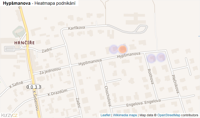Mapa Hypšmanova - Firmy v ulici.
