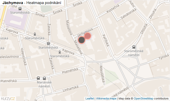 Mapa Jáchymova - Firmy v ulici.