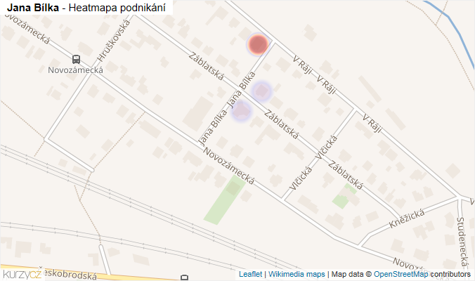 Mapa Jana Bílka - Firmy v ulici.