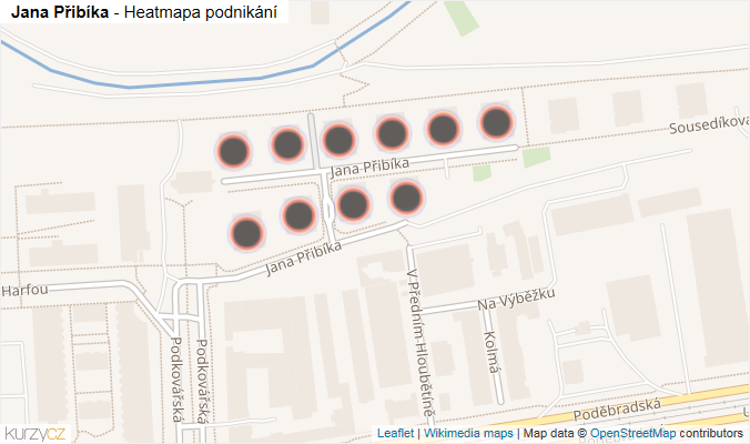 Mapa Jana Přibíka - Firmy v ulici.