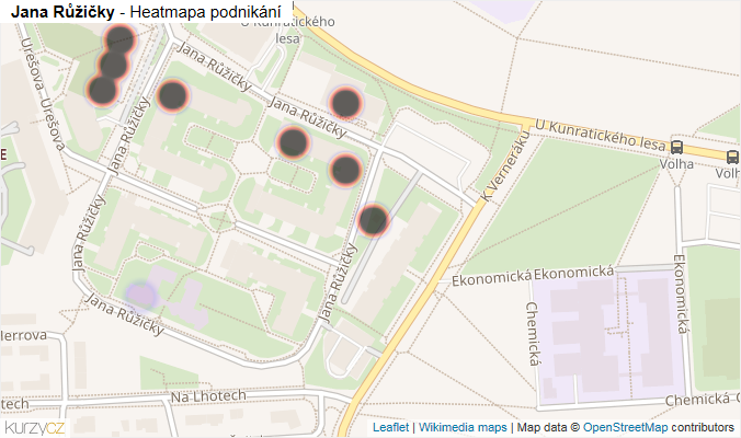 Mapa Jana Růžičky - Firmy v ulici.