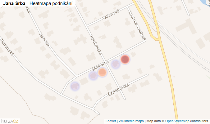 Mapa Jana Srba - Firmy v ulici.