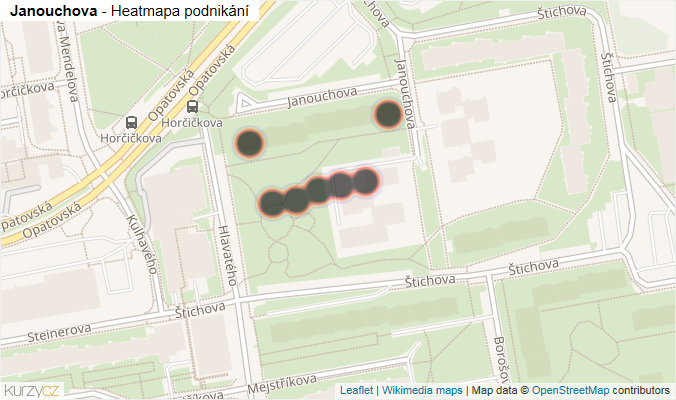 Mapa Janouchova - Firmy v ulici.