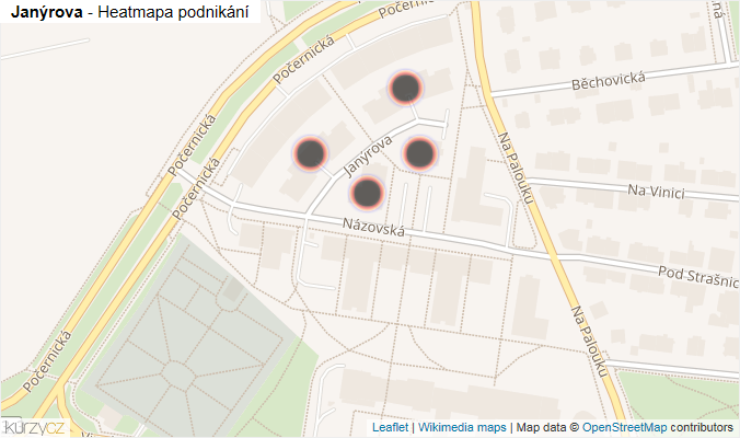 Mapa Janýrova - Firmy v ulici.
