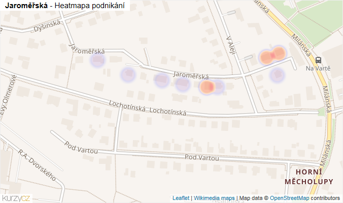 Mapa Jaroměřská - Firmy v ulici.
