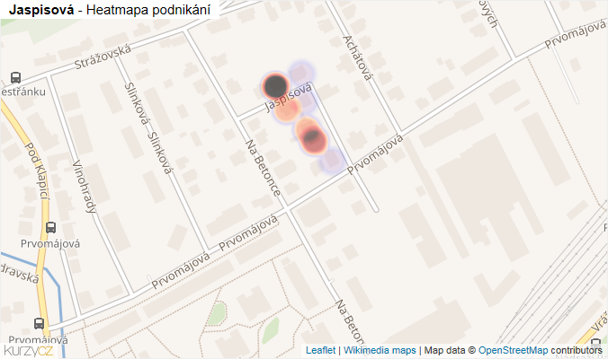 Mapa Jaspisová - Firmy v ulici.