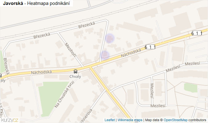 Mapa Javorská - Firmy v ulici.