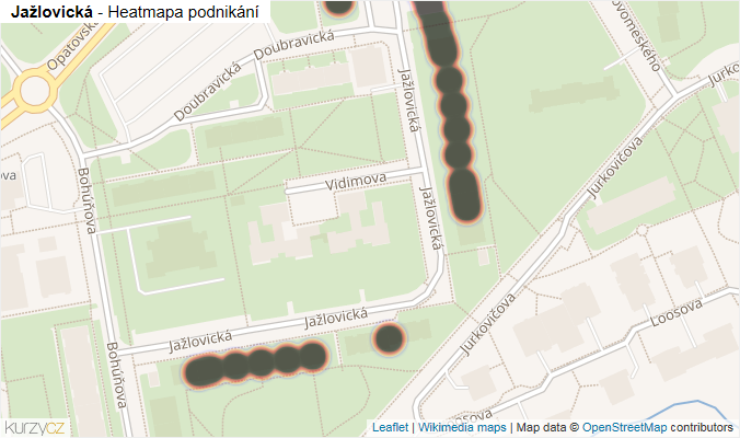 Mapa Jažlovická - Firmy v ulici.