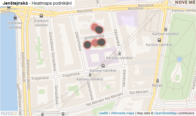 Mapa Jenštejnská - Firmy v ulici.