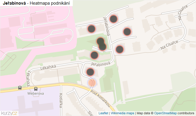 Mapa Jeřabinová - Firmy v ulici.