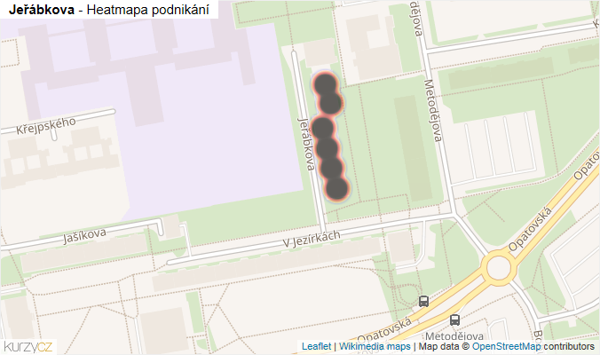 Mapa Jeřábkova - Firmy v ulici.