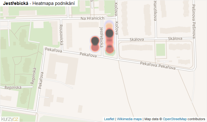 Mapa Jestřebická - Firmy v ulici.