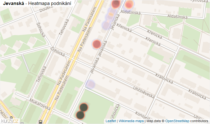 Mapa Jevanská - Firmy v ulici.