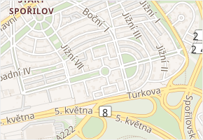 Jihovýchodní V v obci Praha - mapa ulice