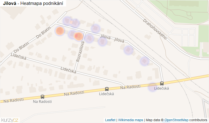 Mapa Jílová - Firmy v ulici.