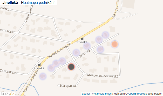 Mapa Jinolická - Firmy v ulici.