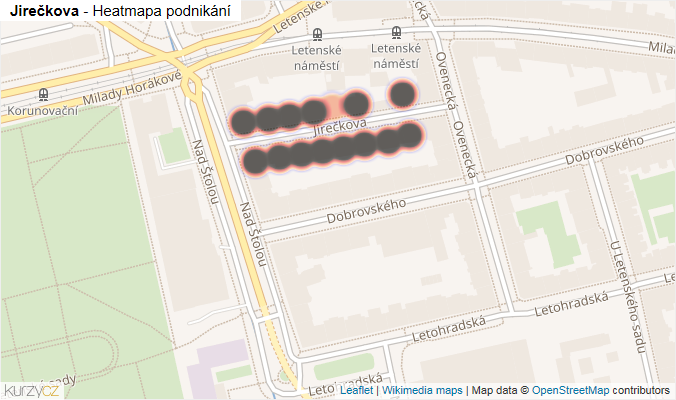 Mapa Jirečkova - Firmy v ulici.