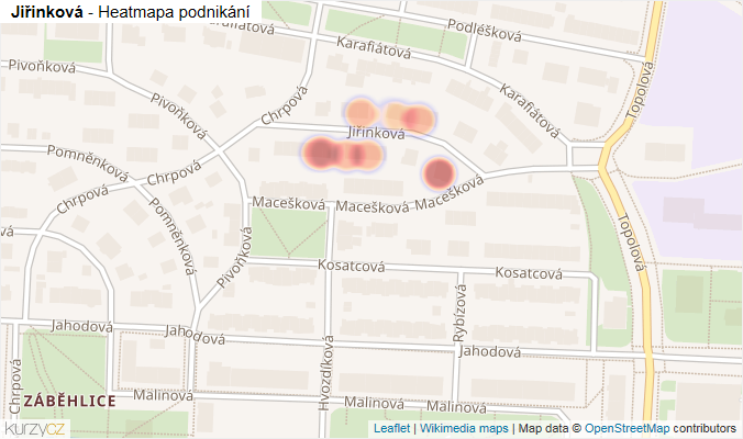 Mapa Jiřinková - Firmy v ulici.