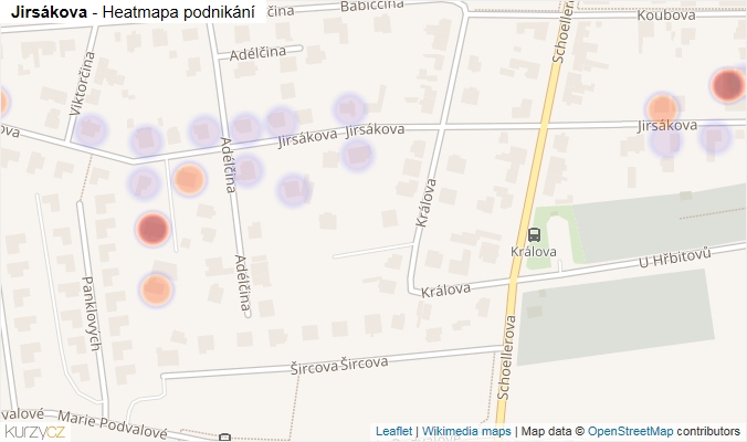 Mapa Jirsákova - Firmy v ulici.