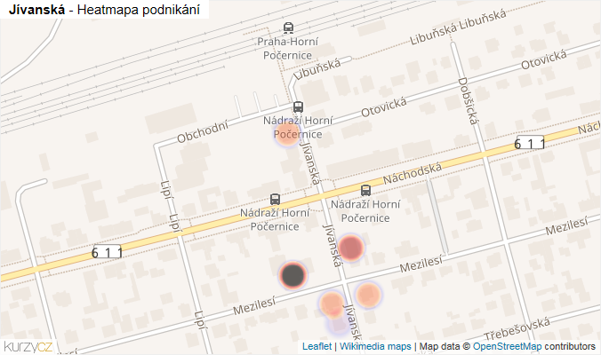 Mapa Jívanská - Firmy v ulici.