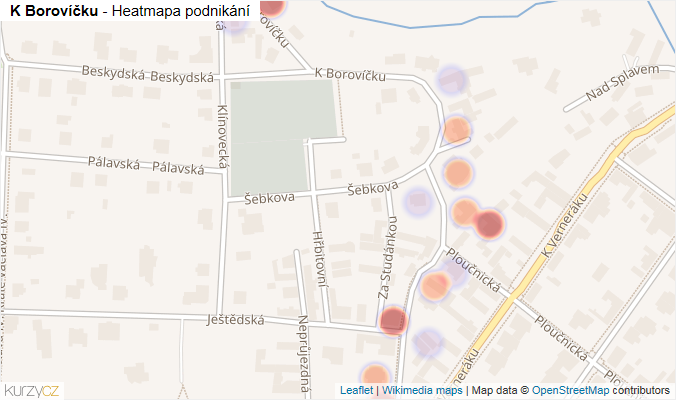 Mapa K Borovíčku - Firmy v ulici.