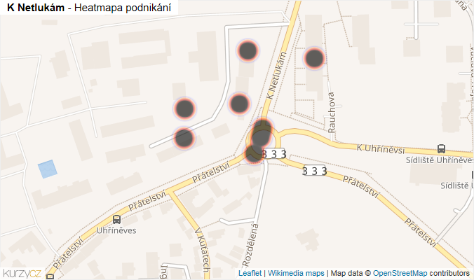 Mapa K Netlukám - Firmy v ulici.