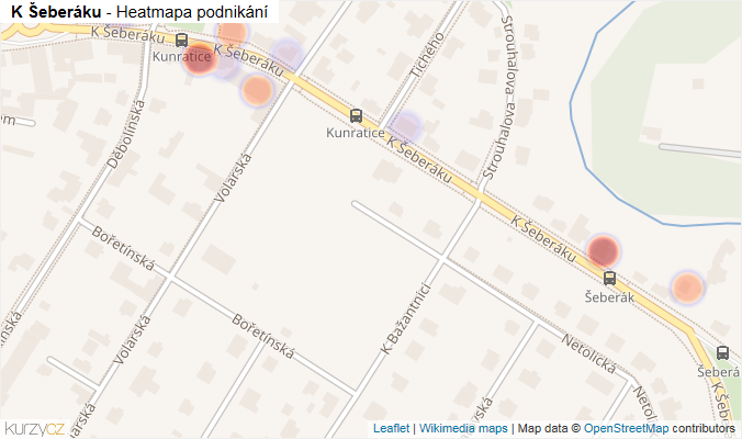 Mapa K Šeberáku - Firmy v ulici.