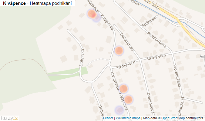 Mapa K vápence - Firmy v ulici.