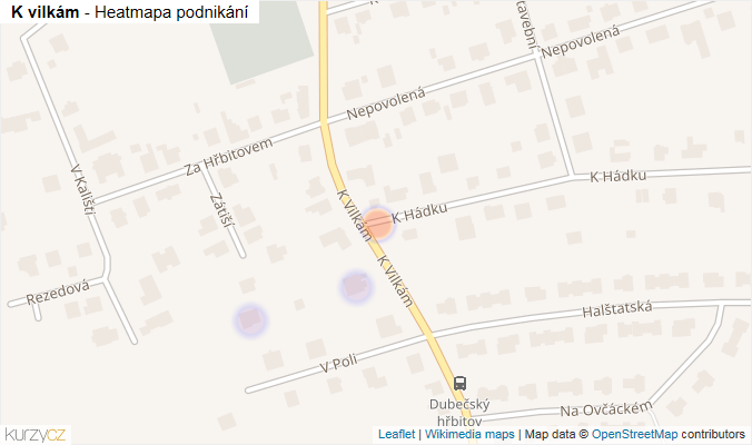 Mapa K vilkám - Firmy v ulici.