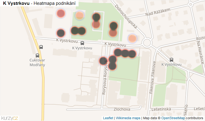 Mapa K Vystrkovu - Firmy v ulici.
