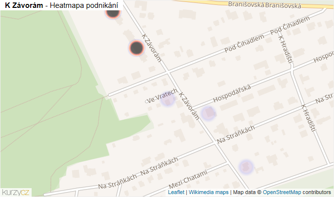 Mapa K Závorám - Firmy v ulici.